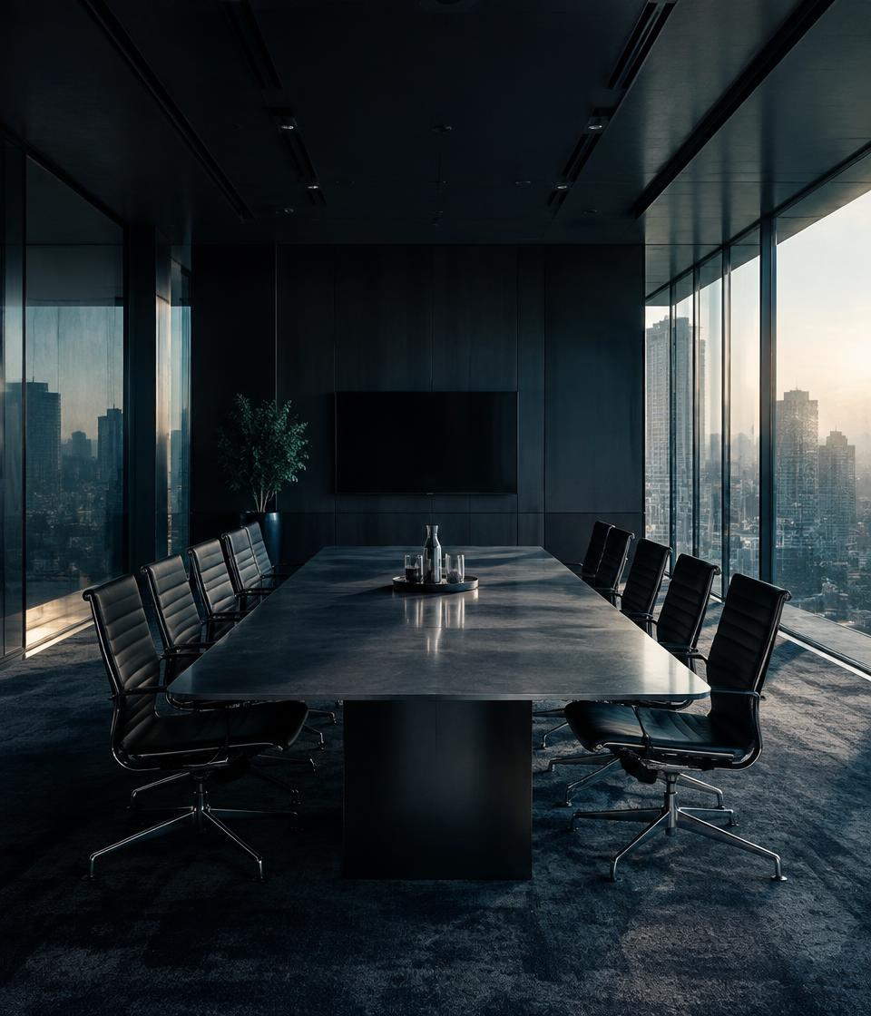 Sala de reunião executiva com vista panorâmica